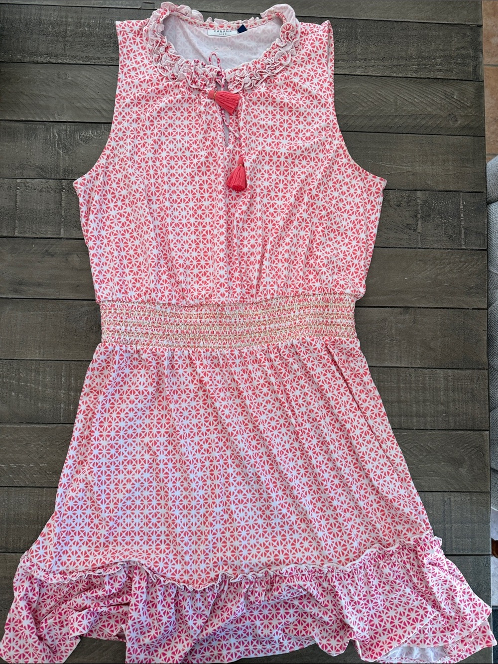Cabana Life Algarve Smocked Waist Dress Size L